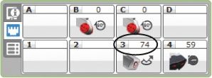 The Color Sensor value on a light surface