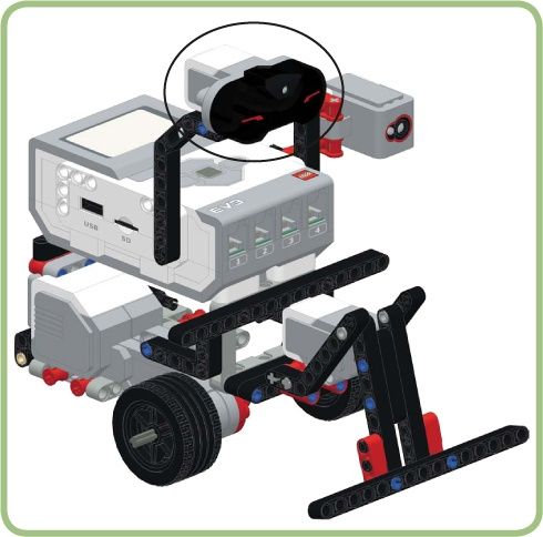 The Infrared Sensor pointing in front of the TriBot