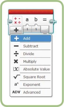 Selecting an operation for the Math block