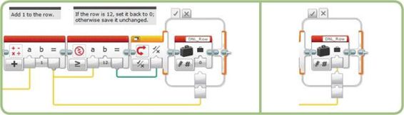 ScrollDisplay blocks for computing and saving the next row number