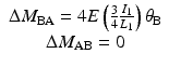 
$$ \begin{array}{c}\Delta {M}_{\mathrm{B}\mathrm{A}}=4E\left(\frac{3}{4}\frac{I_1}{L_1}\right){\theta}_{\mathrm{B}}\\ {}\Delta {M}_{\mathrm{AB}}=0\end{array} $$
