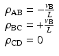 
$$ \begin{array}{l}{\rho}_{\mathrm{AB}}=-\frac{v_{\mathrm{B}}}{L}\\ {}{\rho}_{\mathrm{B}\mathrm{C}}=+\frac{v_{\mathrm{B}}}{L}\\ {}{\rho}_{\mathrm{CD}}=0\end{array} $$
