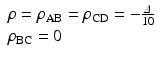 
$$ \begin{array}{l}\rho ={\rho}_{\mathrm{AB}}={\rho}_{\mathrm{CD}}=-\frac{\varDelta }{10}\\ {}{\rho}_{\mathrm{BC}}=0\end{array} $$
