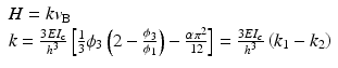 
$$ \begin{array}{l}H=k{v}_{\mathrm{B}}\\ {}k=\frac{3E{I}_{\mathrm{c}}}{h^3}\left[\frac{1}{3}{\phi}_3\left(2-\frac{\phi_3}{\phi_1}\right)-\frac{\alpha {\pi}^2}{12}\right]=\frac{3E{I}_c}{h^3}\left({k}_1-{k}_2\right)\end{array} $$
