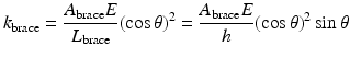 
$$ {k}_{\mathrm{brace}}=\frac{A_{\mathrm{brace}}E}{L_{\mathrm{brace}}}{\left( \cos \theta \right)}^2=\frac{A_{\mathrm{brace}}E}{h}{\left( \cos \theta \right)}^2 \sin \theta $$
