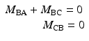 
$$ \begin{array}{l}{M}_{\mathrm{BA}}+{M}_{\mathrm{BC}}=0\\ {}\kern3.1em {M}_{\mathrm{CB}}=0\end{array} $$
