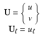 $$ \begin{array}{c}\mathbf{U}=\left\{\begin{array}{c}\hfill u\hfill \\ {}\hfill v\hfill \end{array}\right\}\\ {}{\mathbf{U}}_{\ell }={u}_{\ell}\end{array} $$