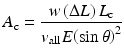 $$ {A}_{\mathrm{c}}=\frac{w\left(\Delta L\right){L}_{\mathrm{c}}}{v_{\mathrm{all}}E{\left( \sin \theta \right)}^2} $$