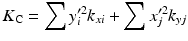 $$ {K}_{\mathrm{C}}={\displaystyle \sum {y}_i^{\prime 2}}{k}_{xi}+{\displaystyle \sum {x}_j^{\prime 2}}{k}_{yj} $$