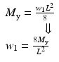 $$ \begin{array}{l}{M}_{\mathrm{y}}=\frac{w_1{L}^2}{8}\\ {}\kern3em \Downarrow \\ {}{w}_1=\frac{8{M}_{\mathrm{y}}}{L^2}\end{array} $$