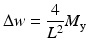 $$ \Delta w=\frac{4}{L^2}{M}_{\mathrm{y}} $$