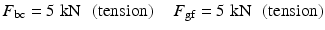 
$$ {F}_{\mathrm{bc}}=5\;\mathrm{k}\mathrm{N}\kern0.5em \left(\mathrm{tension}\right)\kern1em {F}_{\mathrm{gf}}=5\;\mathrm{k}\mathrm{N}\kern0.5em \left(\mathrm{tension}\right) $$
