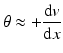 
$$ \theta \approx +\frac{\mathrm{d}v}{\mathrm{d}x} $$
