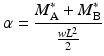 
$$ \alpha =\frac{M_{\mathrm{A}}^{*}+{M}_{\mathrm{B}}^{*}}{\frac{w{L}^2}{2}} $$
