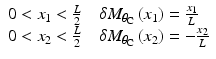 
$$ \begin{array}{l}0<{x}_1<\frac{L}{2}\kern1em \delta {M}_{\theta_{\mathrm{C}}}\left({x}_1\right)=\frac{x_1}{L}\\ {}0<{x}_2<\frac{L}{2}\kern1em \delta {M}_{\theta_{\mathrm{C}}}\left({x}_2\right)=-\frac{x_2}{L}\end{array} $$
