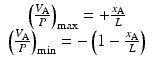 
$$ \begin{array}{c}{\left(\frac{V_{\mathrm{A}}}{P}\right)}_{\max }=+\frac{x_{\mathrm{A}}}{L}\\ {}{\left(\frac{V_{\mathrm{A}}}{P}\right)}_{\min }=-\left(1-\frac{x_{\mathrm{A}}}{L}\right)\end{array} $$
