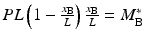 
$$ PL\left(1-\frac{x_{\mathrm{B}}}{L}\right)\frac{x_{\mathrm{B}}}{L}={M}_{\mathrm{B}}^{*} $$
