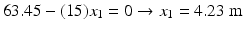 
$$ 63.45-(15){x}_1=0\to {x}_1=4.23\;\mathrm{m} $$
