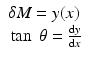 
$$ \begin{array}{l}\delta M=y(x)\hfill \\ {} \tan\;\theta =\frac{\mathrm{d}y}{\mathrm{d}x}\hfill \end{array} $$
