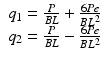 
$$ \begin{array}{c}\hfill {q}_1=\frac{P}{BL}+\frac{6Pe}{B{L}^2}\hfill \\ {}\hfill {q}_2=\frac{P}{BL}-\frac{6Pe}{B{L}^2}\hfill \end{array} $$
