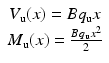 
$$ \begin{array}{c}\hfill {V}_{\mathrm{u}}(x)=B{q}_{\mathrm{u}}x\hfill \\ {}\hfill {M}_{\mathrm{u}}(x)=\frac{B{q}_{\mathrm{u}}{x}^2}{2}\hfill \end{array} $$
