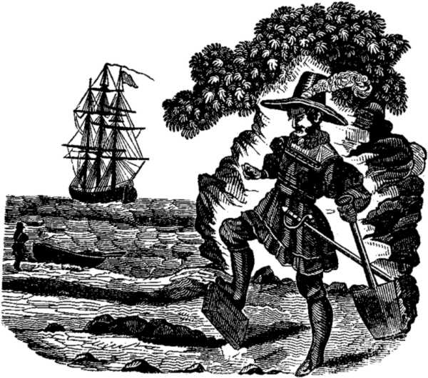 Captain Kidd burying his Bible