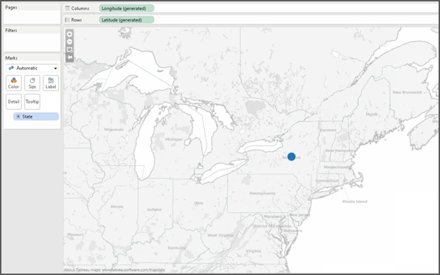 Symbol map for the geographic field “State”