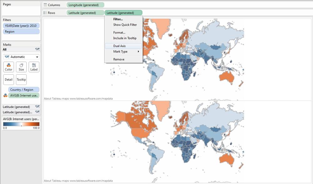 Create a dual-axis map