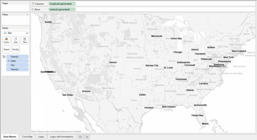 Mapping football team cities