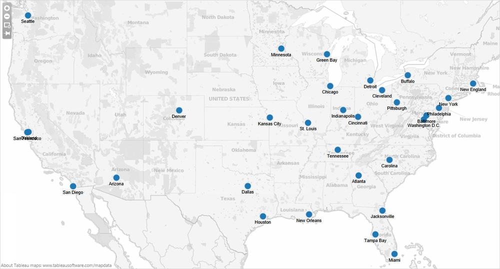 Mapping football teams with name and circle