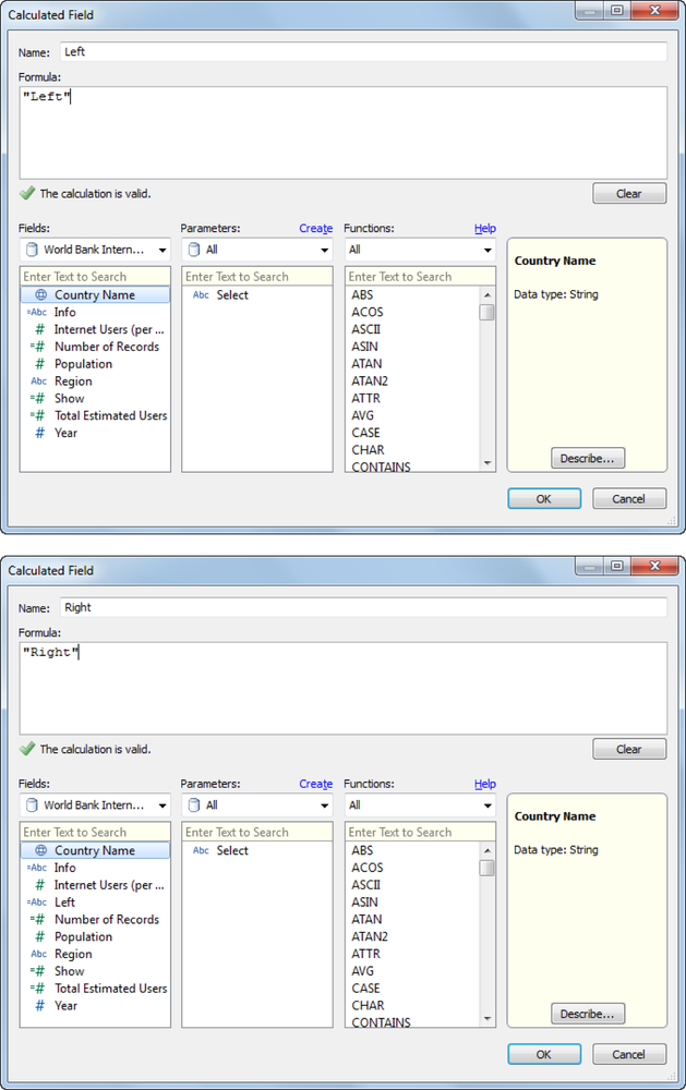 Adding two “dummy” Calculated Fields for arrows