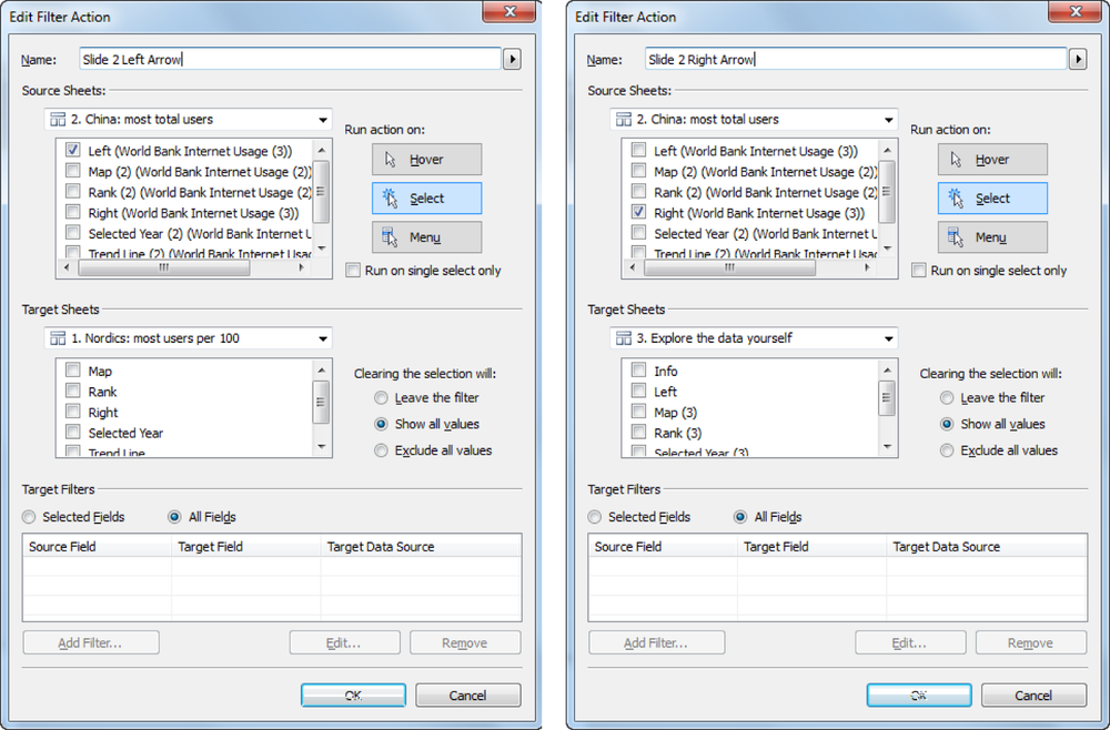 Adding Dashboard Filters as navigation controls