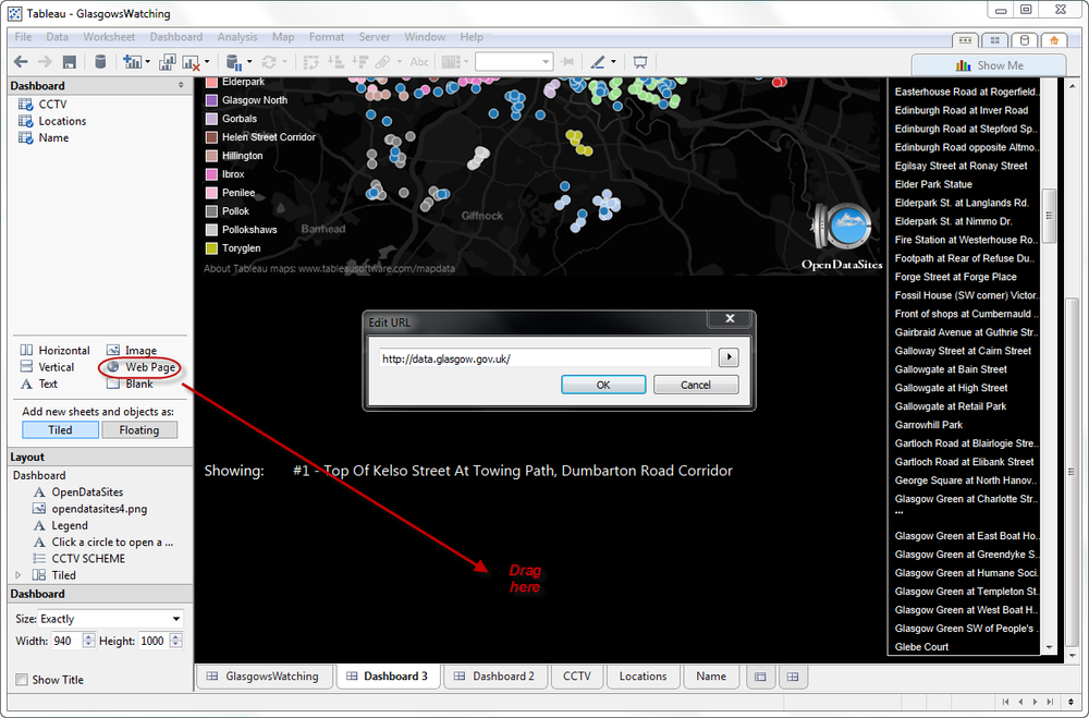 Adding a static Web Page object to a Dashboard