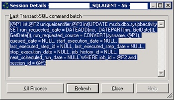 Details of the last T-SQL command batch