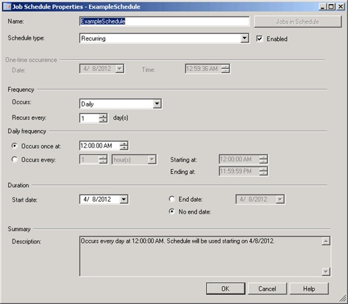 Example schedule