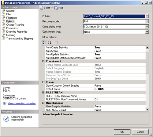 Database recovery model