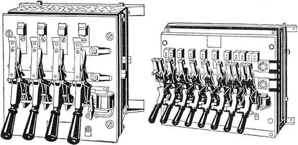 Figs 739 and 740Multiple switch starters starter with no voltage release