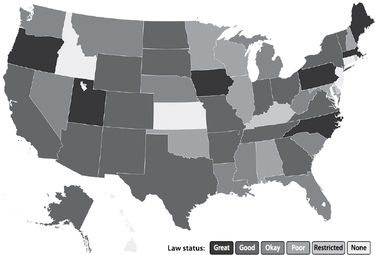 Forrager (forrager.com) is an online cottage food community. It contains information about the cottage food laws, includes a directory for cottage food operations, and allows people to connect and share ideas about the industry. MAP COURTESY OF FORRAGER INC (FORRAGER.COM)