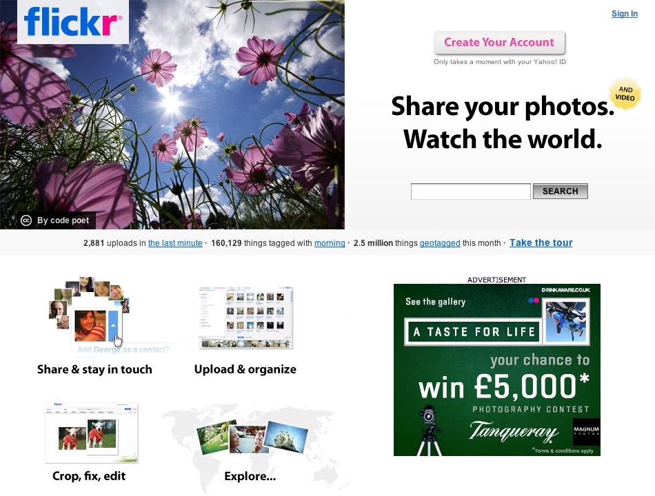 Flickr home page