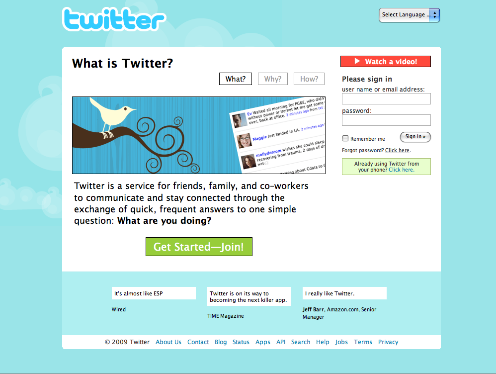 Twitter home page