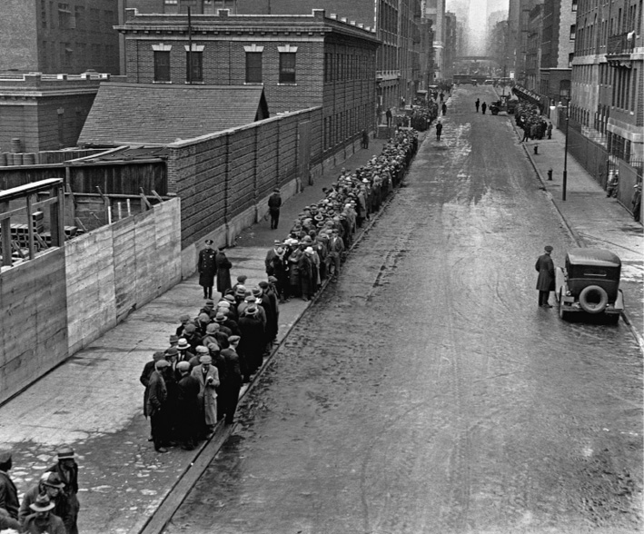 Men Waiting for Food at Shelter