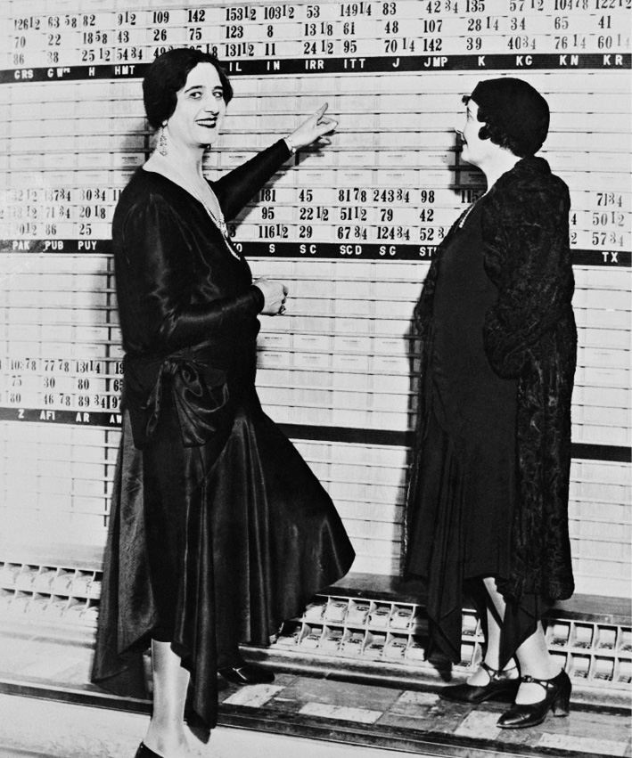 Women at New York City Stock Exchange Board