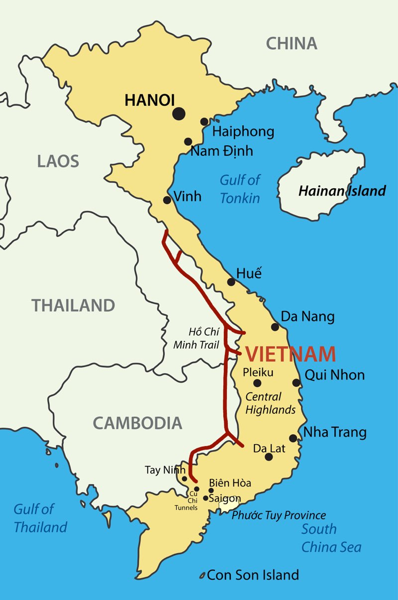 Map of Vietnam, Circa 1968