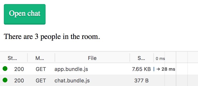 Network requests showing lazy loading of chunks