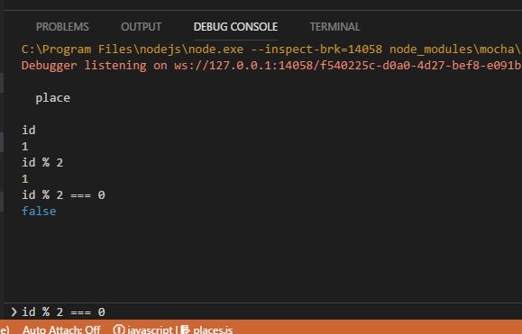 Mocha debug console