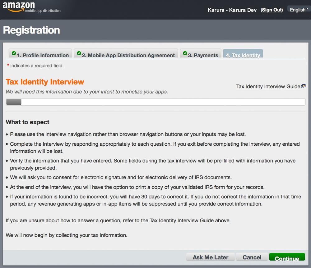 Tax Identity questionnaire