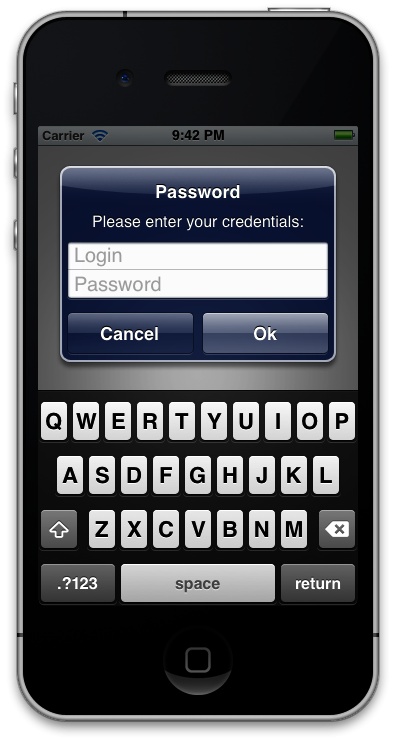 Login and password style of alert view