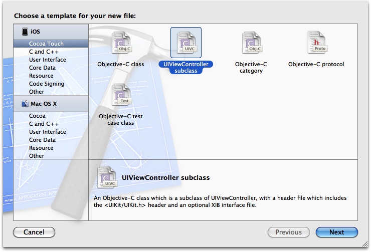 New view controller subclass