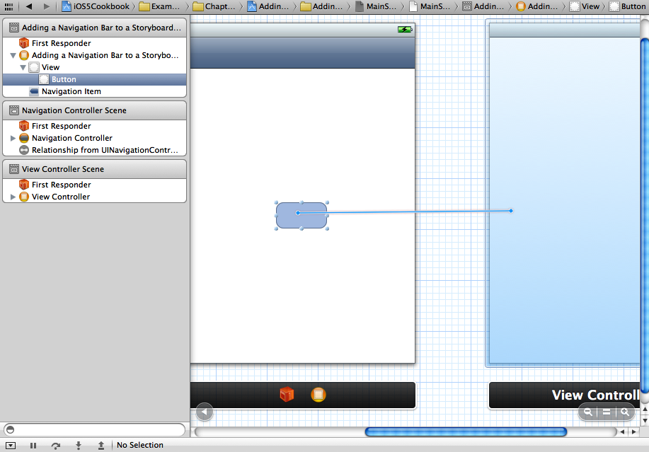 Connecting a button to another view controller in a storyboard