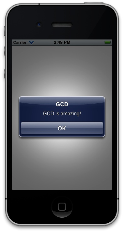 An alert displayed using asynchronous GCD calls